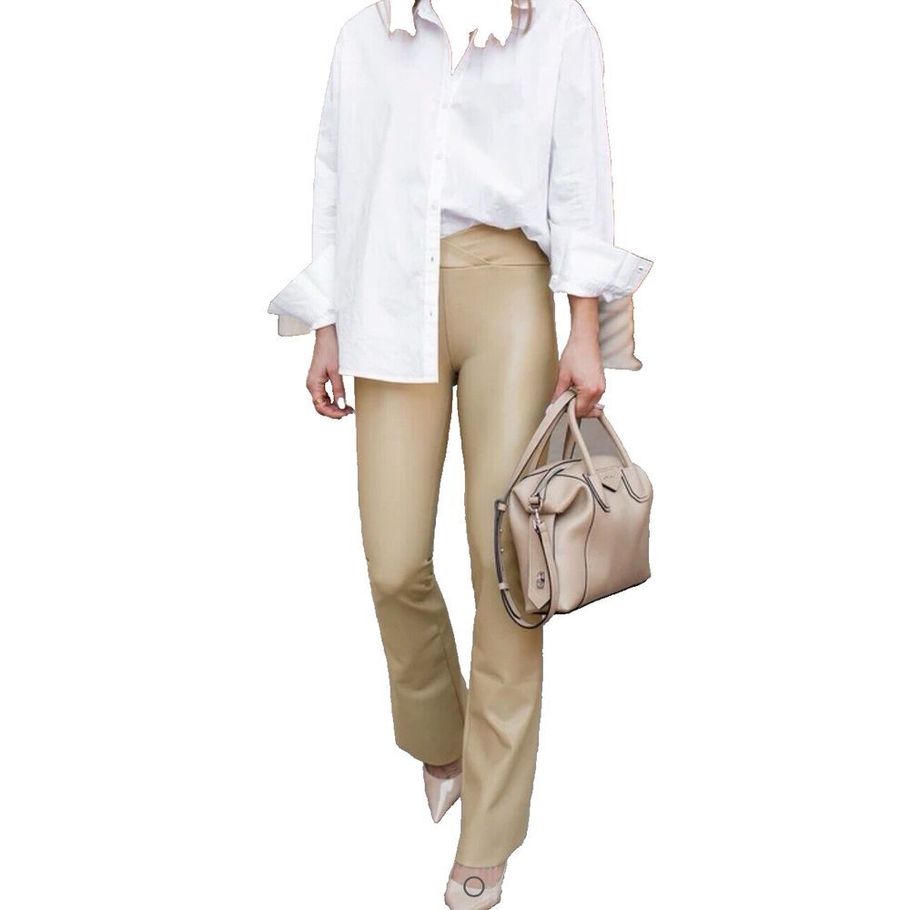 Splendid x Cella Jane Vegan Leather Flare Legging M Beige Festive Urban Hipster